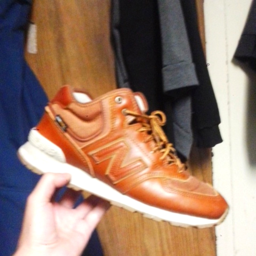 Tan leather new balance sneakers size 10 and half